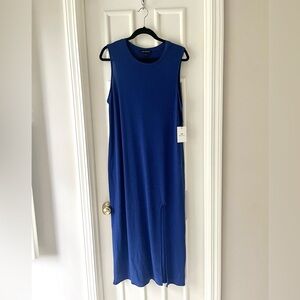 Something Navy Side Slit Maxi Dress Blue Clematis